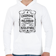 PRINTFASHION A legendák májusban születnek - Férfi kapucnis pulóver - Fehér férfi pulóver, kardigán