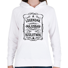 PRINTFASHION A legendák májusban születnek - Női kapucnis pulóver - Fehér