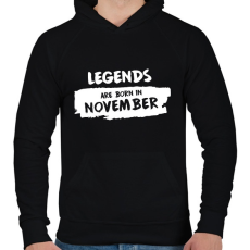 PRINTFASHION A legendák novemberben születnek - Férfi kapucnis pulóver - Fekete