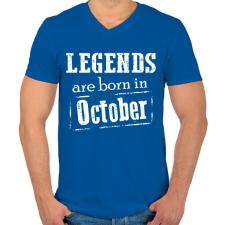 PRINTFASHION A legendák októberben születnek - Férfi V-nyakú póló - Királykék férfi póló