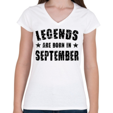 PRINTFASHION A legendák szeptemberben születtek - Női V-nyakú póló - Fehér női póló