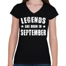 PRINTFASHION A legendák szeptemberben születtek - Női V-nyakú póló - Fekete női póló