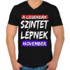 PRINTFASHION A legendák szintet lépnek-Egyedi hónappal - Férfi V-nyakú póló - Fekete