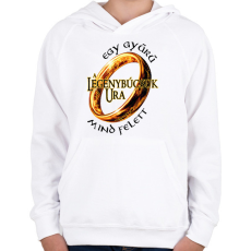 PRINTFASHION A Legénybúcsúk Ura, egy gyűrű mind felett! - Gyerek kapucnis pulóver - Fehér