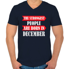 PRINTFASHION A legerősebb emberek decemberben születnek - Férfi V-nyakú póló - Sötétkék férfi póló