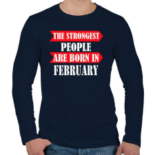 PRINTFASHION A legerősebb emberek februárban születnek - Férfi hosszú ujjú póló - Sötétkék férfi póló