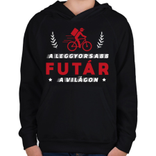 PRINTFASHION A leggyorsabb futár - Gyerek kapucnis pulóver - Fekete gyerek pulóver, kardigán