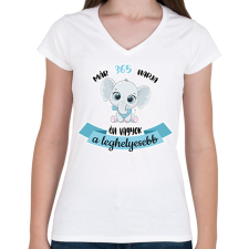 PRINTFASHION A leghelyesebb - "x" napja - Női V-nyakú póló - Fehér női póló