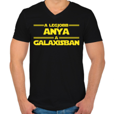 PRINTFASHION A legjobb anya a galaxisban - Férfi V-nyakú póló - Fekete férfi póló