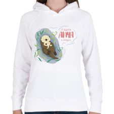 PRINTFASHION A legjobb anya a világon - Vidrás - Női kapucnis pulóver - Fehér női pulóver, kardigán