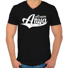 PRINTFASHION A legjobb anya - Férfi V-nyakú póló - Fekete