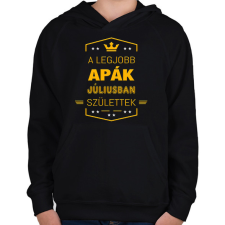 PRINTFASHION A legjobb apák július - Gyerek kapucnis pulóver - Fekete gyerek pulóver, kardigán