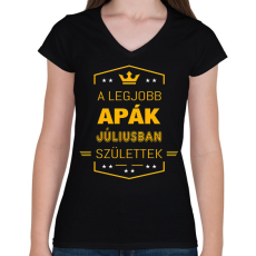 PRINTFASHION A legjobb apák július - Női V-nyakú póló - Fekete