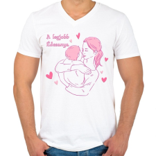 PRINTFASHION A legjobb édesanya - Férfi V-nyakú póló - Fehér férfi póló