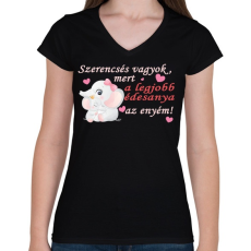 PRINTFASHION A legjobb édesanya! - Női V-nyakú póló - Fekete