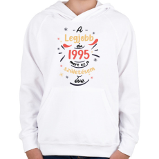 PRINTFASHION A legjobb év - Évszámmal - Gyerek kapucnis pulóver - Fehér