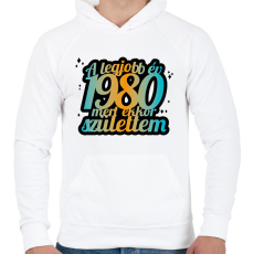 PRINTFASHION A legjobb év, mert - Évszámmal - Férfi kapucnis pulóver - Fehér