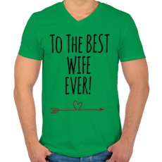PRINTFASHION A legjobb feleségnek!  - Férfi V-nyakú póló - Zöld