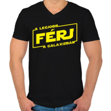 PRINTFASHION A legjobb férj a galaxisban - Férfi V-nyakú póló - Fekete férfi póló