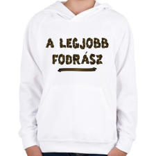 PRINTFASHION A legjobb fodrász - Gyerek kapucnis pulóver - Fehér gyerek pulóver, kardigán
