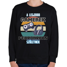 PRINTFASHION A legjobb Gamerek Februárban születnek - Gyerek pulóver - Fekete gyerek pulóver, kardigán