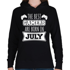 PRINTFASHION A legjobb gamerek júliusban születtek - Női kapucnis pulóver - Fekete