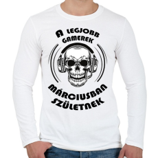 PRINTFASHION A legjobb Gamerek márciusban születnek - Férfi hosszú ujjú póló - Fehér