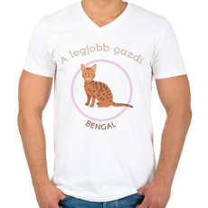 PRINTFASHION A legjobb gazdi - Bengal - Férfi V-nyakú póló - Fehér
