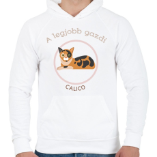 PRINTFASHION A legjobb gazdi - Calico - Férfi kapucnis pulóver - Fehér