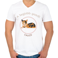 PRINTFASHION A legjobb gazdi - Calico - Férfi V-nyakú póló - Fehér