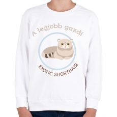 PRINTFASHION A legjobb gazdi - Exotic shorthair - Gyerek pulóver - Fehér
