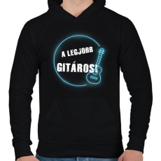 PRINTFASHION A legjobb gitáros - Férfi kapucnis pulóver - Fekete