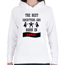 PRINTFASHION A legjobb guggolók áprilisban születnek - Női kapucnis pulóver - Fehér