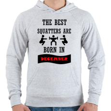 PRINTFASHION A legjobb guggolók decemberben születnek - Férfi kapucnis pulóver - Sport szürke
