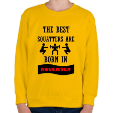 PRINTFASHION A legjobb guggolók novemberben születnek - Gyerek pulóver - Sárga gyerek pulóver, kardigán