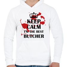 PRINTFASHION A legjobb hentes vagyok - Férfi kapucnis pulóver - Fehér férfi pulóver, kardigán