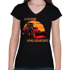 PRINTFASHION A legjobb homlokrakodós - Női V-nyakú póló - Fekete női póló