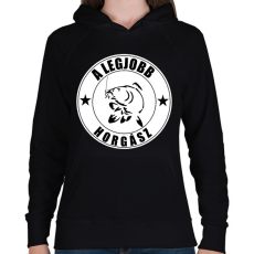 PRINTFASHION A legjobb horgász  - Női kapucnis pulóver - Fekete