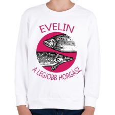 PRINTFASHION A legjobb horgász - Női névvel - Gyerek pulóver - Fehér gyerek pulóver, kardigán