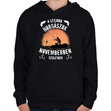 PRINTFASHION a legjobb horgászok - Gyerek kapucnis pulóver - Fekete gyerek pulóver, kardigán