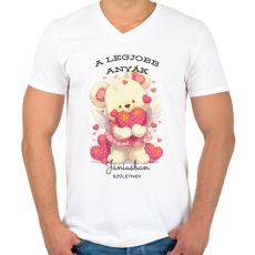 PRINTFASHION A legjobb Júniusi Anya szülinap - Férfi V-nyakú póló - Fehér