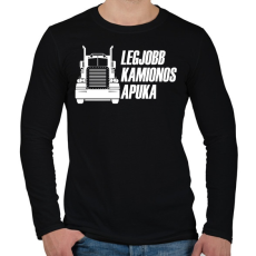 PRINTFASHION A legjobb kamionos apuka - Férfi hosszú ujjú póló - Fekete