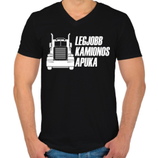 PRINTFASHION A legjobb kamionos apuka - Férfi V-nyakú póló - Fekete