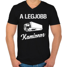 PRINTFASHION A legjobb kamionos - Férfi V-nyakú póló - Fekete