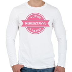 PRINTFASHION A legjobb keresztanya a világon - Férfi hosszú ujjú póló - Fehér