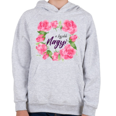 PRINTFASHION A legjobb Nagyi - Gyerek kapucnis pulóver - Sport szürke