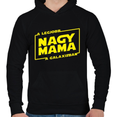 PRINTFASHION A legjobb nagymama a galaxisban - Férfi kapucnis pulóver - Fekete