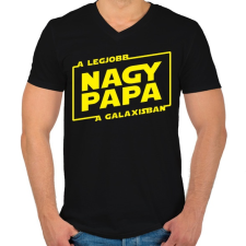 PRINTFASHION A legjobb nagypapa a galaxisban - Férfi V-nyakú póló - Fekete férfi póló