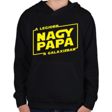 PRINTFASHION A legjobb nagypapa a galaxisban - Gyerek kapucnis pulóver - Fekete gyerek pulóver, kardigán
