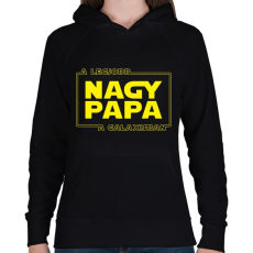 PRINTFASHION A legjobb nagypapa a galaxisban - Női kapucnis pulóver - Fekete
